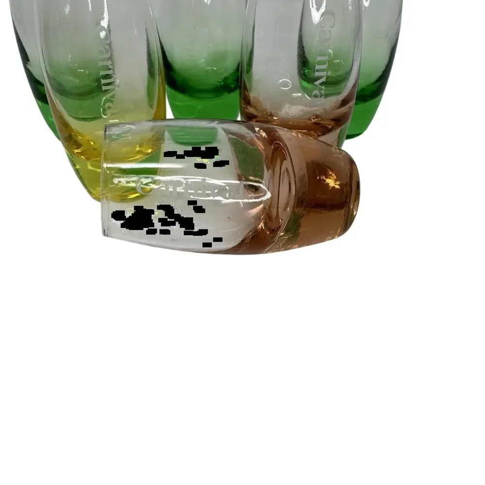6 Carnival Cruise Multicolor 3.5” Shot Glasses - Yellow Green Peach/Amber